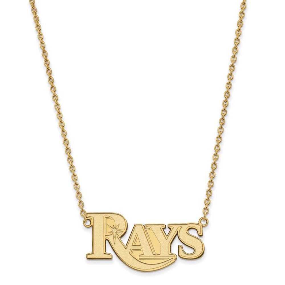 10K Yellow Gold MLB Tampa Bay Rays Large Script Necklace, 18 Inch